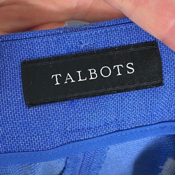 Talbots Hampshire Ankle Pants Blue Chambray Size 14 Textured High Rise Stretch - Picture 7 of 11